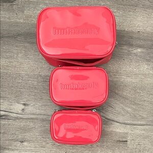 HUDA BEAUTY Glossy Red Cosmetic Bag Trio